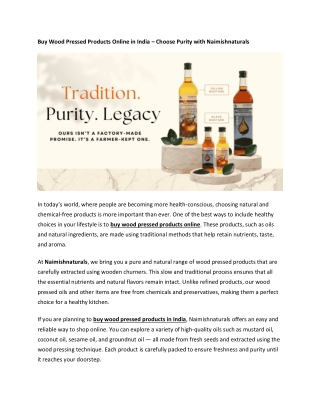 Buy Wood Pressed Products Online in India – Choose Purity with Naimishnaturals
