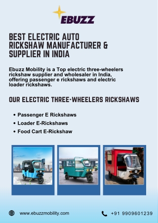 Electric Rickshaw Manufacturers and Suppliers in India - Ebuzz Mobility