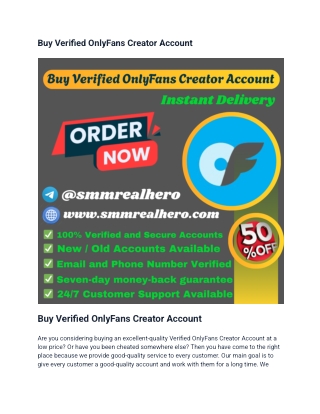 Buy Verified OnlyFans Creator Account