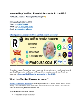 How to Buy Verified Revolut Accounts in the USA