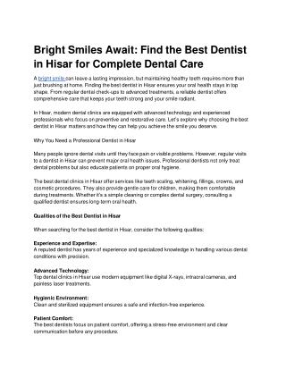 Dental Implant in Hisar_ Restore Your Smile with Confidence
