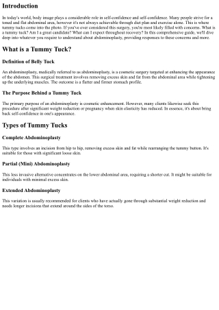 The Ultimate Guide to Tummy Tucks: What You Required to Know