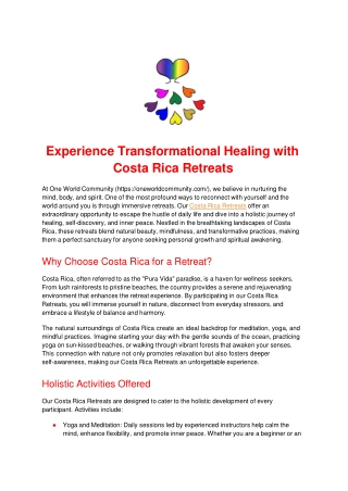 Experience Transformational Healing with Costa Rica Retreats