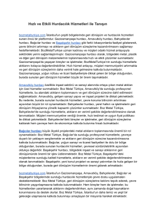 Hızlı ve Etkili Hurdacılık Hizmetleri ile Tanışın - www.bozmetalturliye.com