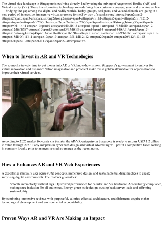 The Role of AR and VR in Smart Nation Singapore