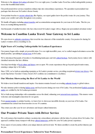 Explore Sri Lanka with a Private Driver Tour With Coastline Lanka Travels