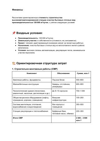 10. Схема очистки бытовых сточных вод (Финансы)