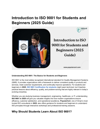 Introduction to ISO 9001 for Students and Beginners (2025 Guide)