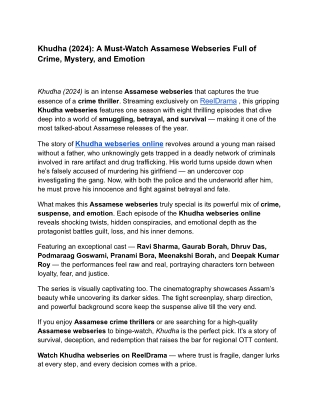 Khudha (2024)_ A Must-Watch Assamese Webseries Full of Crime, Mystery, and Emotion