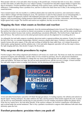 Foot Surgery Specialist: Forefoot vs. Rearfoot Procedures