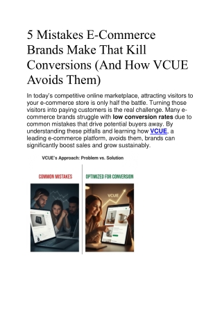 5 Mistakes E-Commerce Brands Make That Kill Conversions (And How VCUE Avoids Them)