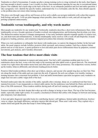 Orthopedic Podiatrist: Managing Tendonitis in Active Adults