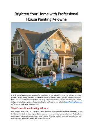 Brighten Your Home with Professional House Painting Kelowna