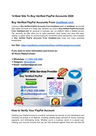 14 Best Site To Buy Verified PayPal Accounts 2026
