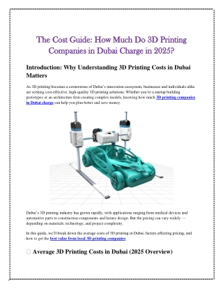 The Cost Guide How Much Do 3D Printing Companies in Dubai Charge in 2025