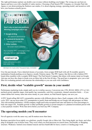 How to Choose the Right Paid Search PPC Company for Scalable Growth