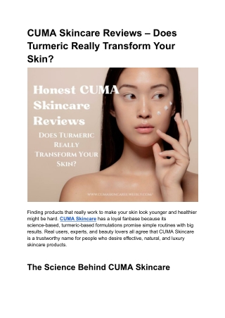 CUMA Skincare Reviews: Radiance, Firmness, and Confidence in Every Drop