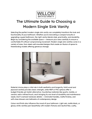 The Ultimate Guide to Choosing a Modern Single Sink Vanity
