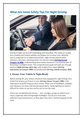 What Are Some Safety Tips For Night Driving