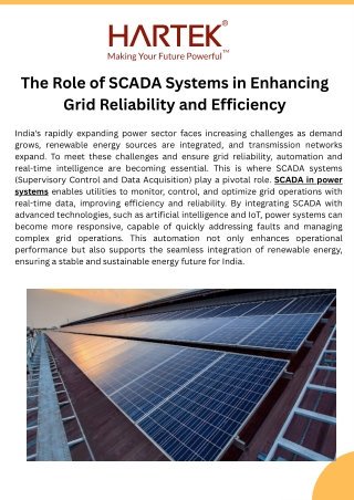 The Role of SCADA Systems in Enhancing Grid Reliability and Efficiency