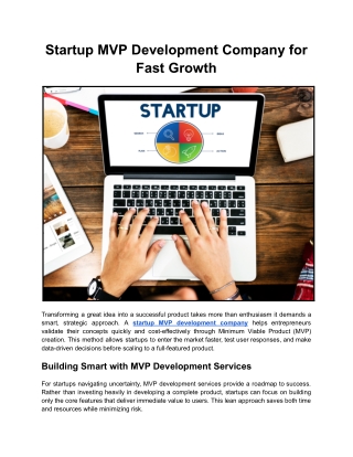 Startup MVP Development Company for Fast Growth