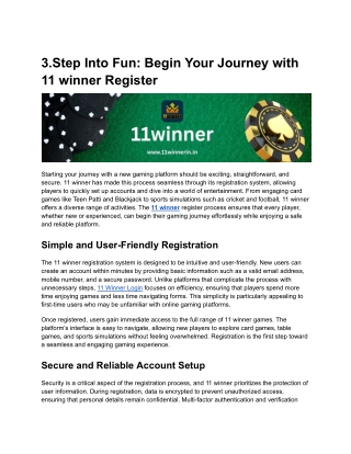 Step Into Fun: Begin Your Journey with 11 winner Register