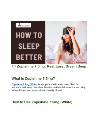Zopishine 7.5mg – Fast Relief for Insomnia | Buy Sleeping Tablets Online at KeyP
