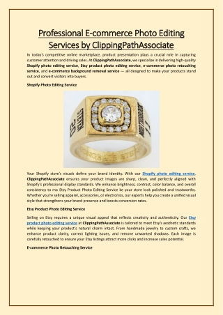 Professional E-commerce Photo Editing Services by ClippingPathAssociate