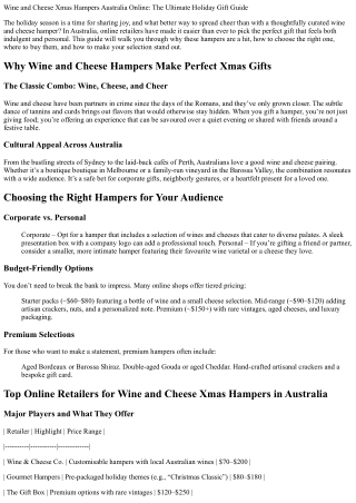 Wine and Cheese Xmas Hampers Australia Online: The Ultimate Holiday Gift Guide