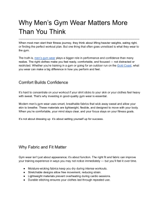 Why Men’s Gym Wear Matters More Than You Think