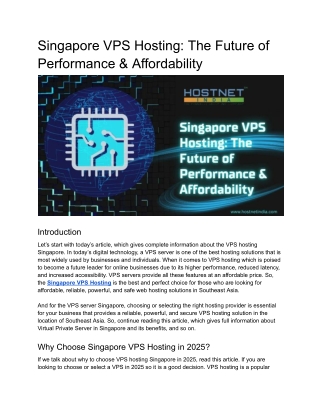 Singapore VPS Hosting_ The Future of Performance & Affordability
