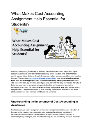 What Makes Cost Accounting Assignment Help Essential for Students