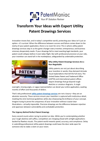 Transform Your Ideas with Expert Utility Patent Drawings Services