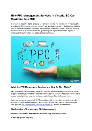 How PPC Management Services in Victoria, BC Can Maximize Your ROI