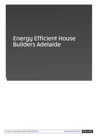 Energy Efficient House Builders Adelaide