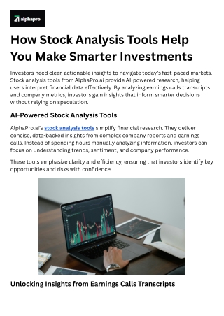 How Stock Analysis Tools Help You Make Smarter Investments