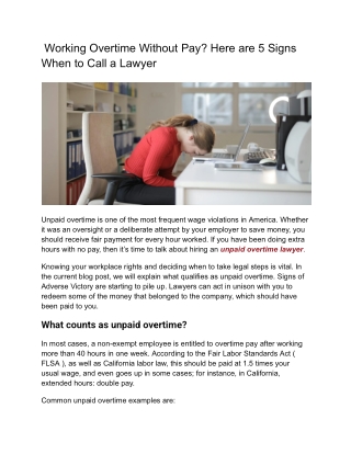 Working Overtime Without Pay_ Here are 5 Signs When to Call a Lawyer