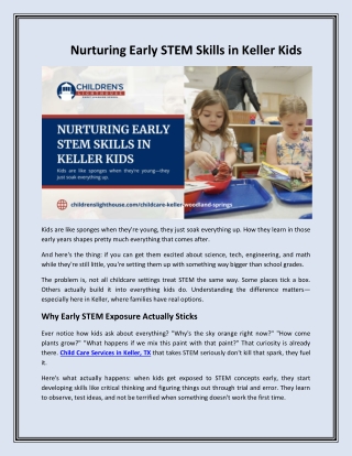 Nurturing Early STEM Skills in Keller Kids