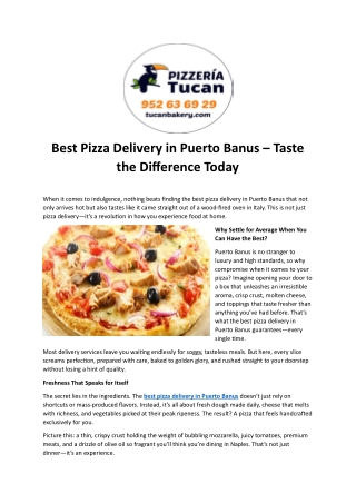 Best Pizza Delivery in Puerto Banus