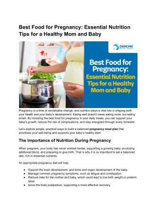 Best Food for Pregnancy_ Essential Nutrition Tips for a Healthy Mom and Baby