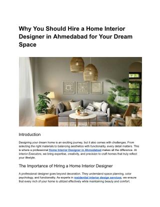 Why You Should Hire a Home Interior Designer in Ahmedabad for Your Dream Space