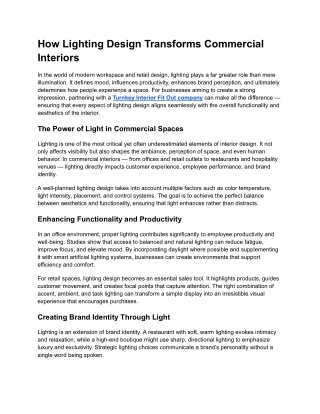 How Lighting Design Transforms Commercial Interiors