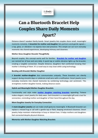 Can a Bluetooth Bracelet Help Couples Share Daily Moments Apart?