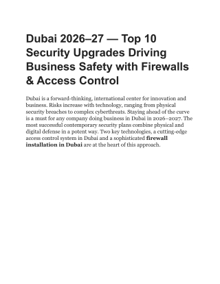 Dubai 2026–27 Top Security Upgrades with Firewalls & Access Control