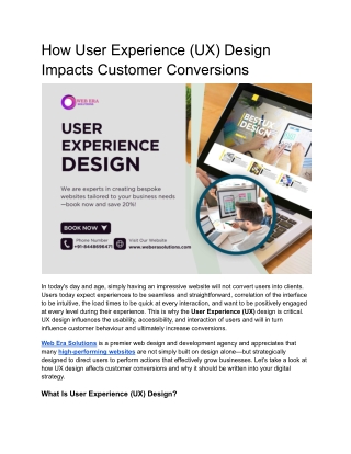How User Experience (UX) Design Impacts Customer Conversions