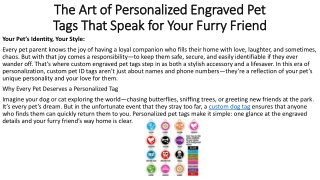 The Art of Personalized Engraved Pet Tags That Speak for Your Furry Friend