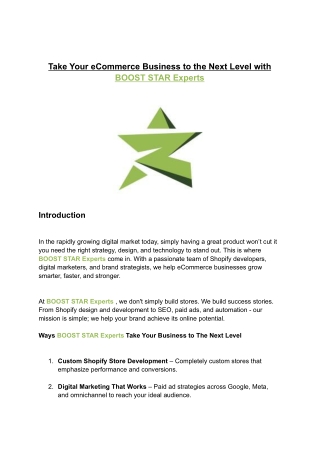 Take Your eCommerce Business to the Next Level with BOOST STAR Experts