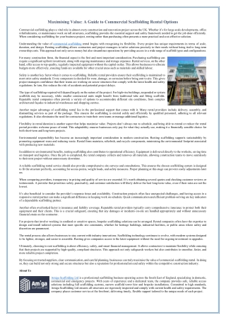 Maximising Value - A Guide to Commercial Scaffolding Rental Options
