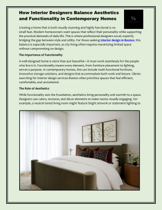 Where Aesthetics Meet Functionality in Modern Design