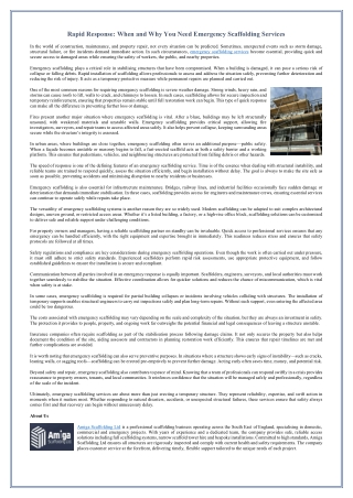 Rapid Response - When and Why You Need Emergency Scaffolding Services